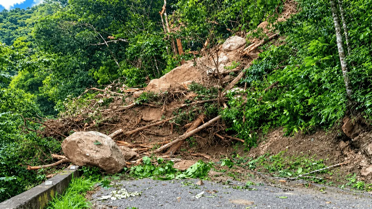 Derrumbes en la carretera de Choroní tras las lluvias del sábado 10 de octubre en Aragua