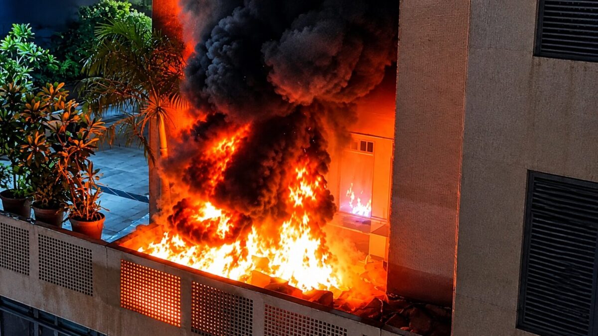 Columna de humo sobre el Centro Comercial Galerías Los Naranjos en El Hatillo