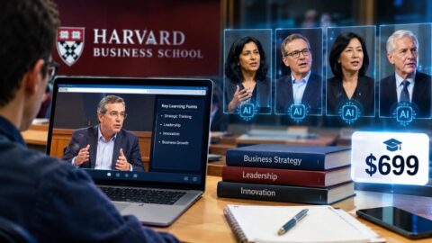 Profesores clonados con IA: avatar de un docente de Harvard Business School en una pantalla frente a un estudiante