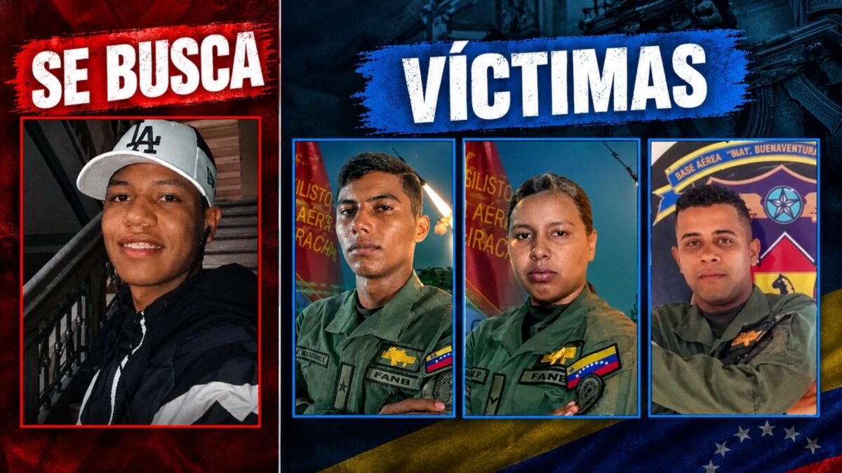 Soldado Raymond Paz y los tres militares muertos en la Base Aérea Buenaventura Vivas, Táchira